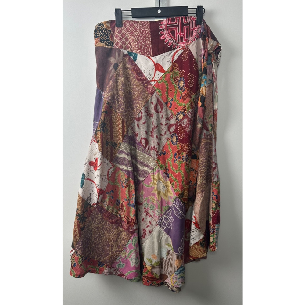 NEW Jaded Gypsy Patchwork BoHo Maxi One Size Pull-On Tie Cotton Boho Skirt A11 - Picture 5 of 8